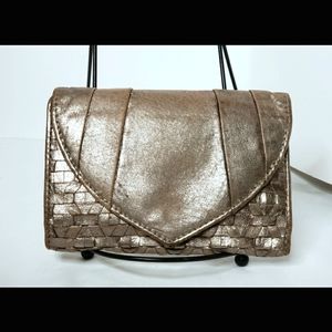 ELLIOTT LUCCA basket weave metallic gold TRIFOLD WALLET